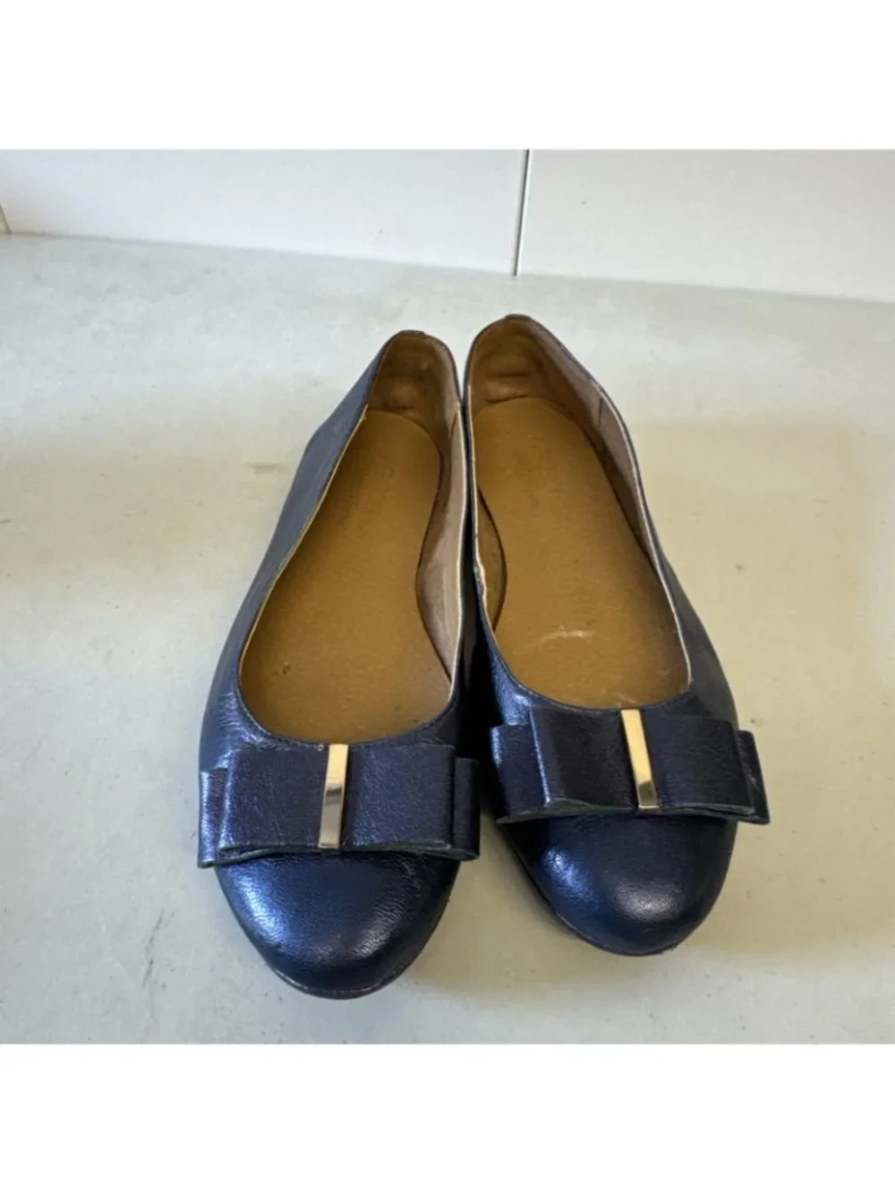 Aerosoles‎ Women's Conversation Ballet Flats Size 5.5M Blue Pearl Leather Shoes